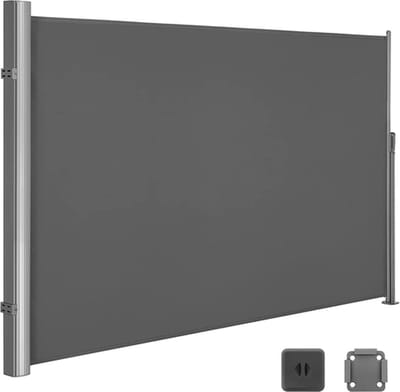 Hoppa! zijluifel 160 x 400 cm (H x L) privacyscherm zonwering zijrolgordijn voor balkon, terras en tuin grijs