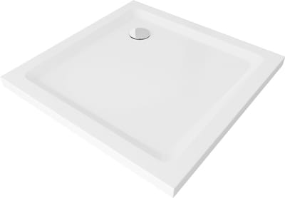 Mexen Flat kwadratische slim douchebak 70 x 70 , wit, chrom sifon - 40107070