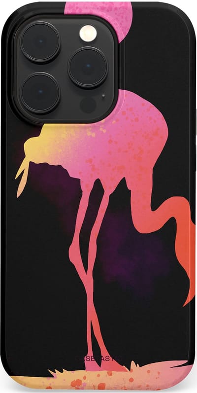 Casetastic Hoesje Geschikt voor Apple iPhone 14 Pro Magsafe - Stijlvolle Beschermende Duo-layer Case - Silhouet Flamingo