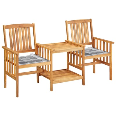 vidaXL - Tuinstoelen - met - tafeltje - en - kussens - massief - acaciahout