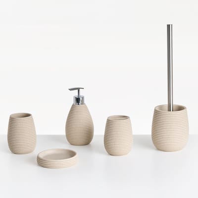 QUILA - Badkameraccessoireset - Lichtbeige - Polyresin