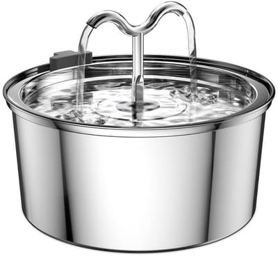 GELLDG Kattenwaterfontein - Grote capaciteit - Roestvrij staal - Stille waterpomp - Werkt op USB - 3,2 liter - Waterdispenser voor huisdieren - Geschikt voor katten en kleine honden
