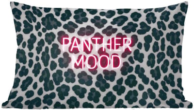 Sierkussens - Kussentjes Woonkamer - 60x40 cm - Panterprint - Zwart - Neonletters - Roze