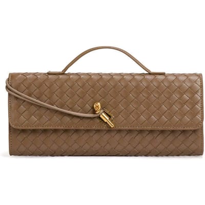 Handgeweven Tas, Modieuze Single-shoulder Traditionele Baguettetas, Orgel Diner Tas, Handgedragen Crossbody Dames Tas brown