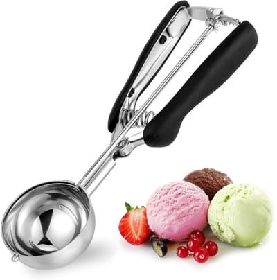 EXCITAT IJsschep - Dessertschep - Baller - Comfortabel handvat - Perfect voor ijsscheppen, meloenscheppen - Zwart