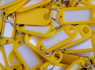 Sleutellabels - Sleutellabel - Sleutelhangers - Sleutelhanger - Geel - 100 Stuks