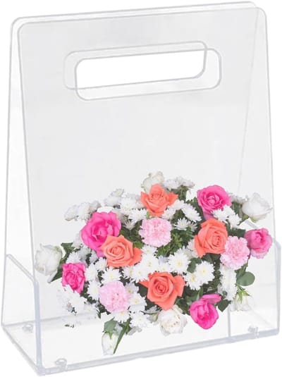 Bloemen Draagtas - Acryl Mand - Bruiloft Decoratie - Herbruikbaar Ontwerp - 25 x 20 x 12 cm - Transparant