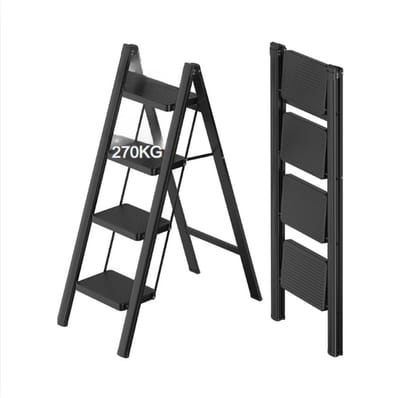 Huishoudtrap 4 Treden - Trapladder Met 4 Treden Voor Extra Stabiliteit - Trap Ladder Met 4 Treden Opvouwbaar Voor Gemakkelijk Opslag