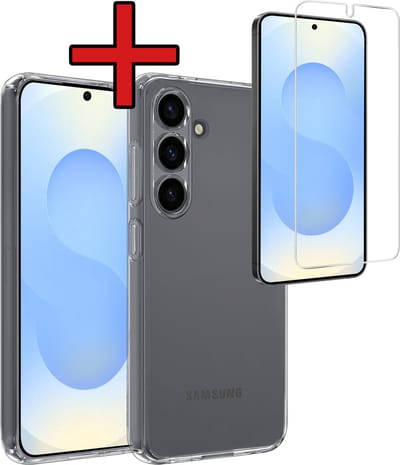 Hoesje - Met Screenprotector - Geschikt voor Samsung Galaxy S25 - Sterk & Shockproof - Telefoon Hoes - Back Cover - Siliconen Case - Telefoonhoes - Transparant