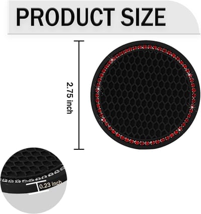 Auto Bekerhouder Onderzetters - Auto Coasters - Voorkom Vlekken - Anti-slip Siliconen - 7 cm Diameter - Zwart/Rood