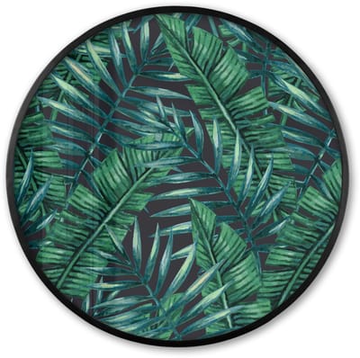 Poster in lijst Rond - Fotolijst 60x60 cm - Posters - Bladeren - Tropisch - Jungle - Natuur - Ronde posterlijst zwart - Decoratie - Wanddecoratie woonkamer - Muurdecoratie slaapkamer