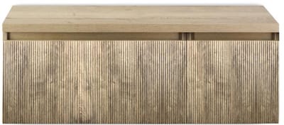 Frozen 3D Badmeubelset 120 cm - Greeplijst in Kleur - Wastafel Onderkast met Bovenblad French Oak