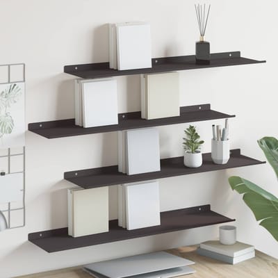 vidaXL - Zwevende - plank - 4 - st - Zwart - 80 - x - 18 - x - 2,5 - cm - Staal