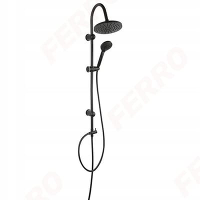 Doucheset RONDO NP21 Black - Schuifbaar met Grote Douchekop