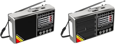 Draagbare Radio - Kortegolf Ontvanger - Noodsituaties - Multi-band Ontvangst - Compact Formaat - Rood Grijs