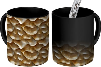 Magische Mok - Foto op Warmte Mokken - Koffiemok - Abstract - Antiek - Goud - Magic Mok - Beker - 350 ML - Theemok