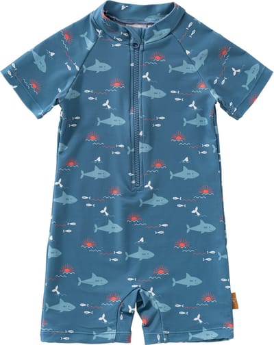 Fresk UV Zwempak 74 -Sneldrogende Zwemkleding voor Kinderen - UPF 50 - Zwemshirt voor Jongens - Zwempak met Korte Mouwen - Blauw - Shark