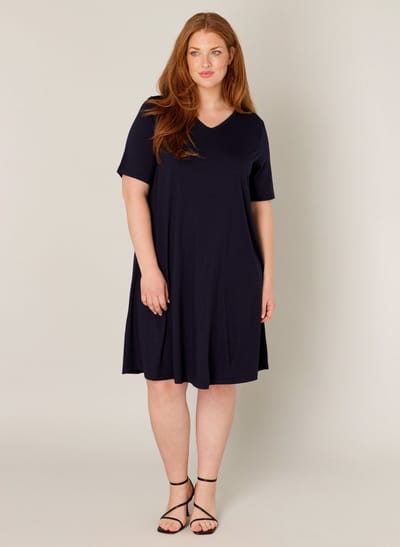 BASE LEVEL CURVY Abernathy Jurk - Dark Blue - maat 0(46)
