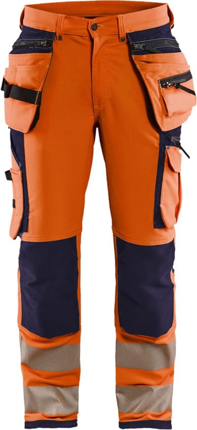 Blaklader High Vis werkbroek met 4-weg stretch 1997-1642 - High Vis Oranje/Marineblauw - D92