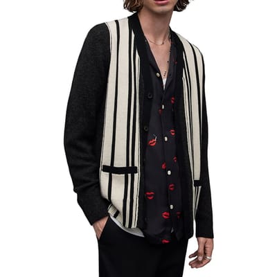 AllSaints Berkley Cardigan Cinder Black Marl Size: S | Cardigans Outlet | Heren | Zwart