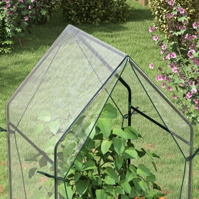 Wishdor Foliekas - Met Dubbele Deur - Uv-Bestendige Transparante Afdekking - Stalen Frame - 90 X 90 X 145 Cm