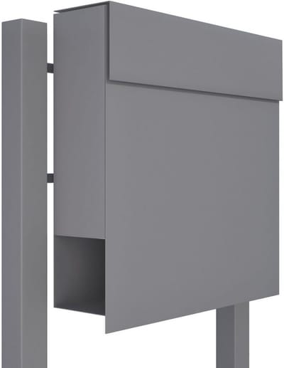 Staande brievenbus - Brievenbus met krantenvak - Post ontvangen - Gepoedercoat staal - 125 cm hoog - Grijs metallic