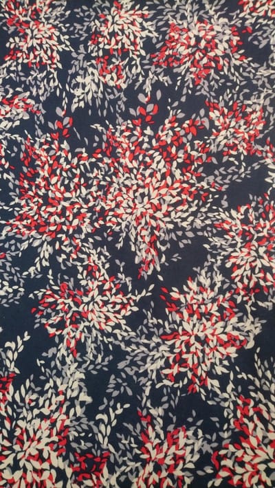JERSEY STOF BEDRUKT BLADEREN NAVY, MY IMAGE VOORJAAR / ZOMER 2021, PER METER.