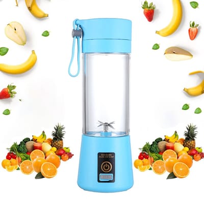 Draagbare blender -Blender -Smoothie Maker - Mixer -Mini Blender -USB oplaadbare blender - Draagbare Blender - Oplaadbare mini Blender -4 messen werken - Blender smoothie - Afneembare compacte blender - Smoothieblender - 380 ml - Blauw