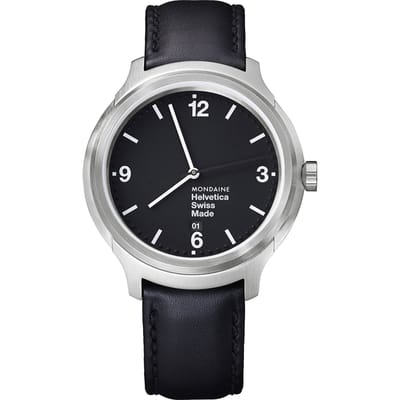 Mondaine MH1.B1220.LB Horloge - Leer - Zwart - 43 mm