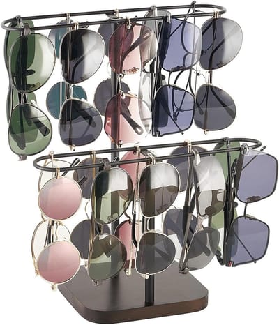 Zonnebrilhouder en brillenorganizer met twee lagen voor 20 paar, perfect voor thuis, winkel of bureau