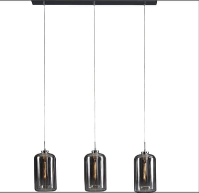 AnLi-Style Hanglamp 3L glass metallic grey finish