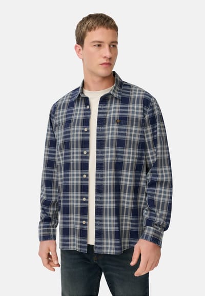 camel active Shirt met lange mouwen en borstzakken - Maat menswear-S - Steenblauw