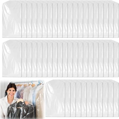 Duidelijke Plastic Kledingzakken voor Stofvrije Opslag van Kleding - Set van 50, Geschikt voor Kostuums, Jurken en Jassen (60 x 100 cm)