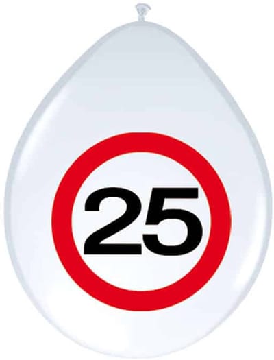 Folat - Ballonnen verkeersbord 25 (8 stuks)