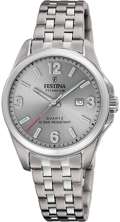 Festina F20697/2 Dames Horloge - Mineraalglas - Titanium/Staal - Zilverkleurig - Ø 31 mm - Quartz - Vouw/Vlindersluiting - 10 ATM (zwemmen)