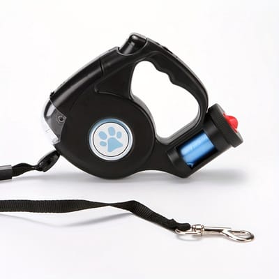 Livé® Inklapbare Hondenriem met Prullenbak – 16ft Nylon Riem – Inclusief Gratis Poepzakjes – Dierenprint