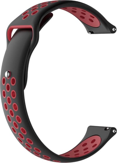 KELERINO. Siliconen horlogebandje - Universeel 22 mm - Zwart / Rood