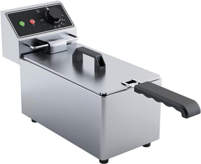 QORA® Frituurpan 4 liter - Frituurpan - Zilver - ‎60cm x 19cm x 28cm