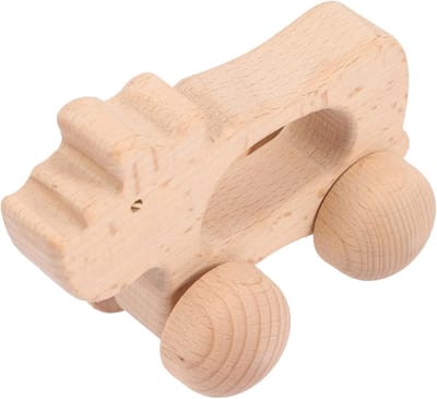 Houten Duwwagen - Babyspeelgoed - Grijptraining - Afgeronde hoeken - 1050 x 750 x 550 cm - Lichtgeel