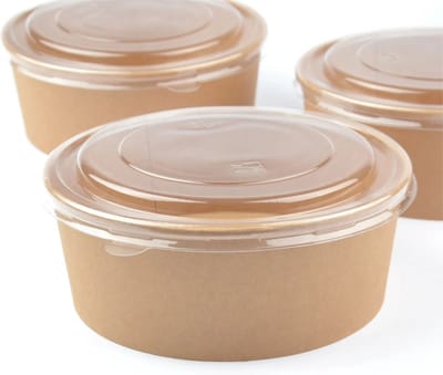 Saladebak / Poké Bowl – 500 ml – Karton met Transparant Deksel - 150 stuks - Ø 15
