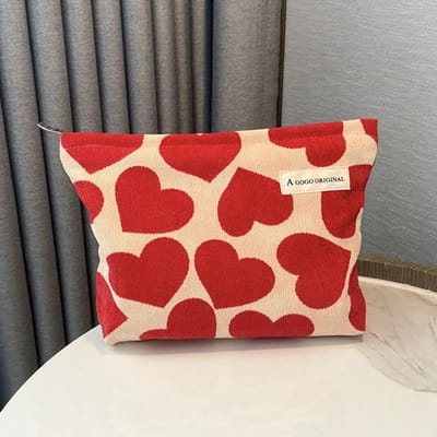 Dames Grote Capaciteit Hart Print Patroon Make-up Tasje Clutch Cosmetische Organizer Reis Wasbenodigdheden Opbergtasje Make-up Pouch