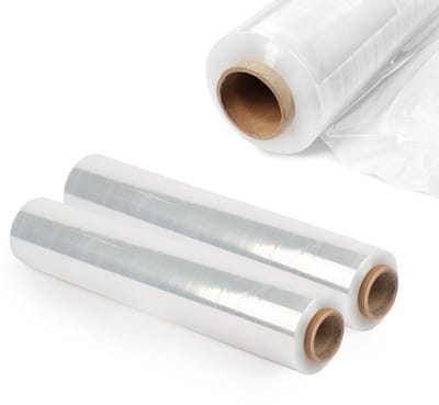 KADAX Transparante stretchfolie, 300 x 50 cm, plasticfolie, 3 kg verhuisfolie, palletfolie voor meubels, magazijn, transport, duurzame wikkelfolie, verpakkingsfolie (transparant, set van 2)