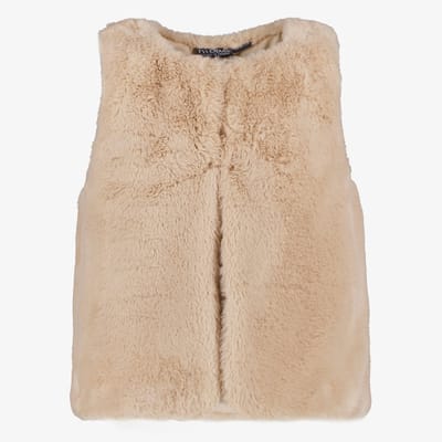 TwoDay meisjes gilet van imitatiebont beige - Maat 146/152