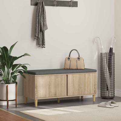 vidaXL - Hallenbank - Sonoma - Eik - 100 - x - 38 - x - 46 - cm - Geengineerd - Hout - en - Stof
