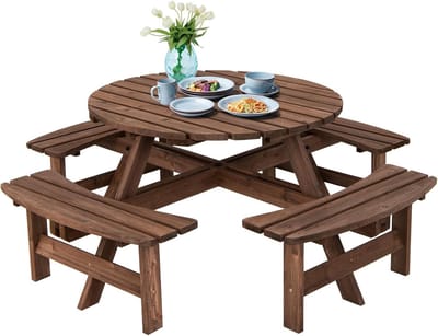Picknicktafel met banken - Buitenmeubel set - Gezellig buiten eten - Stevig massief hout