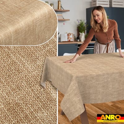 ANRO Tafelkleed Effen linnenlook Meerkleurig 140cm x 5m Rechte rand Afwasbaar Waterafstotend