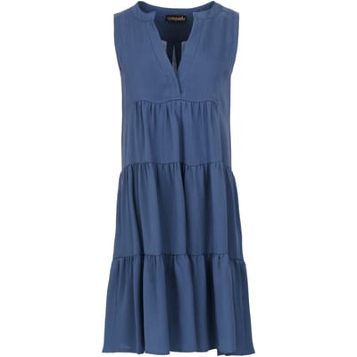 Mouwloze indigo jurk met A-lijn