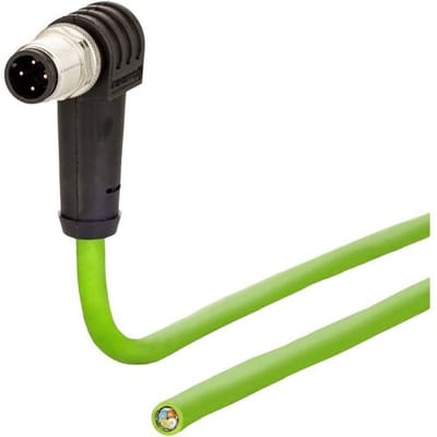 Metz Connect 142M1D90020 M12 Netwerkkabel, patchkabel CAT 5e SF/FTP 2.00 m Groen PUR-mantel, Zuurbestendig, Ozonbestendig, UV-bestendig, Geschikt voor