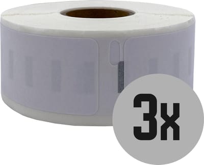 DULA Dymo Compatible labels - Wit - 11352 - S0722520 - Etiketten voor retouradres - 3 rollen - 25 x 54 mm - 500 labels per rol