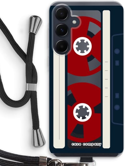 Case Company® - Hoesje met koord geschikt voor Samsung Galaxy A55 hoesje met Koord - Here's your tape - Telefoonhoesje met Zwart Koord - Bescherming aan alle Kanten en Over de Schermrand